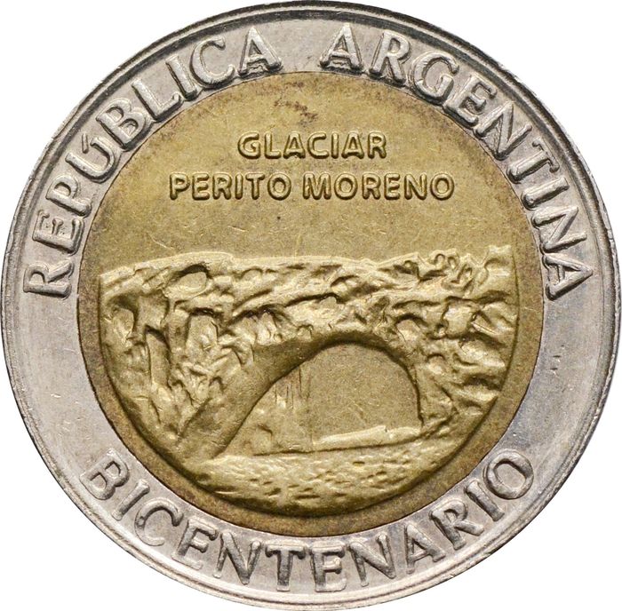 1 песо 2010 Аргентина «200 лет Аргентине: ледник Перито-Морено»