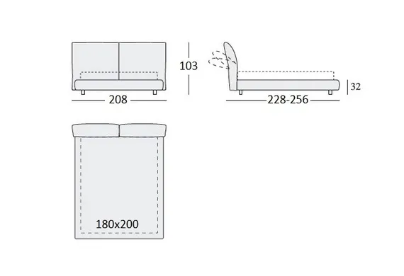 Кровать 6094, 180х200 см, с откидными изголовьями, серый шенилл