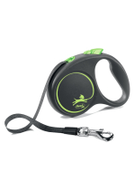 Поводок-рулетка Flexi Black Design S. Лента 5 м. для собак до 15 кг. Зеленый