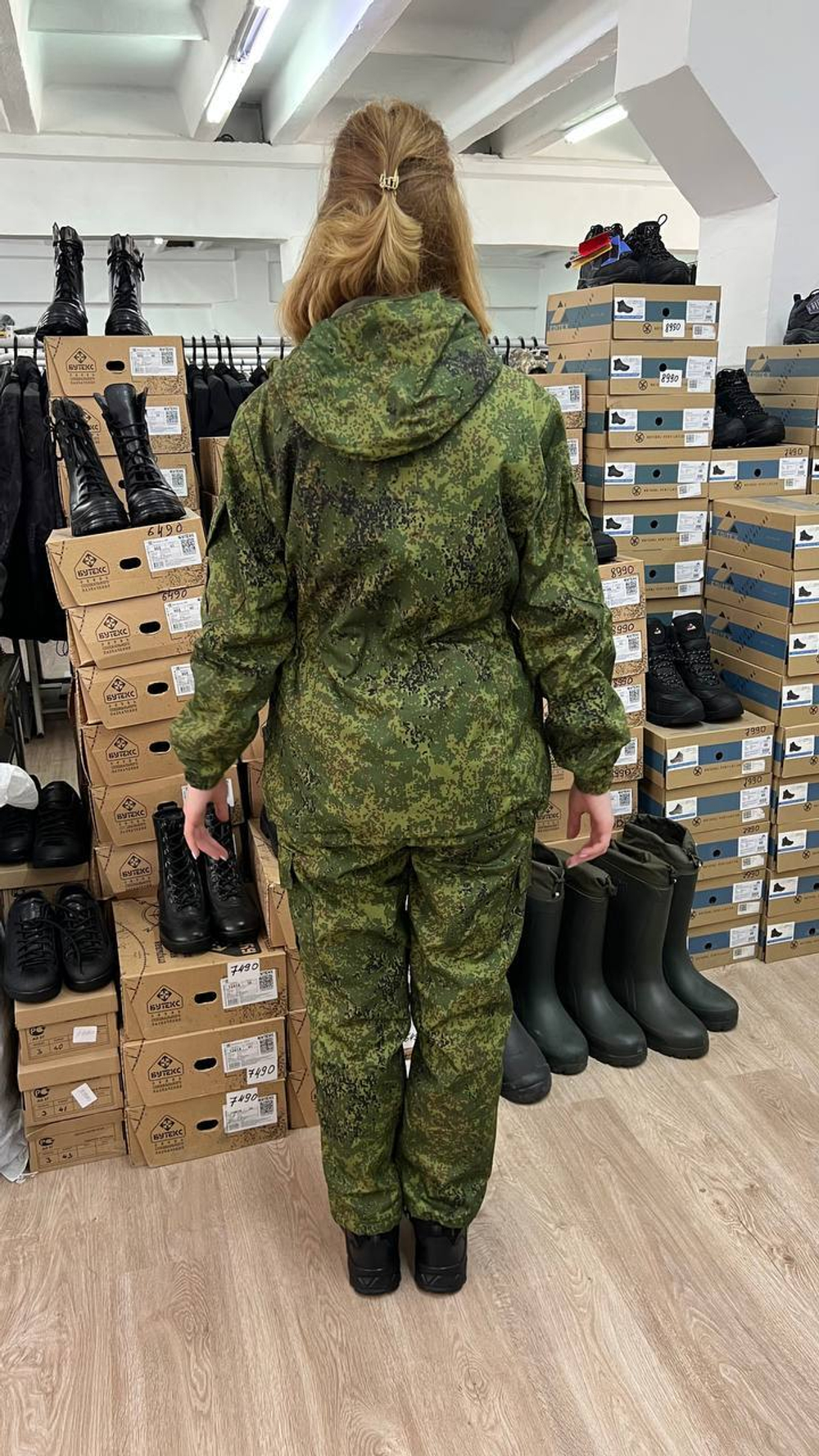 Женская горка Валькирия флис осень зима /зелёный пиксель /