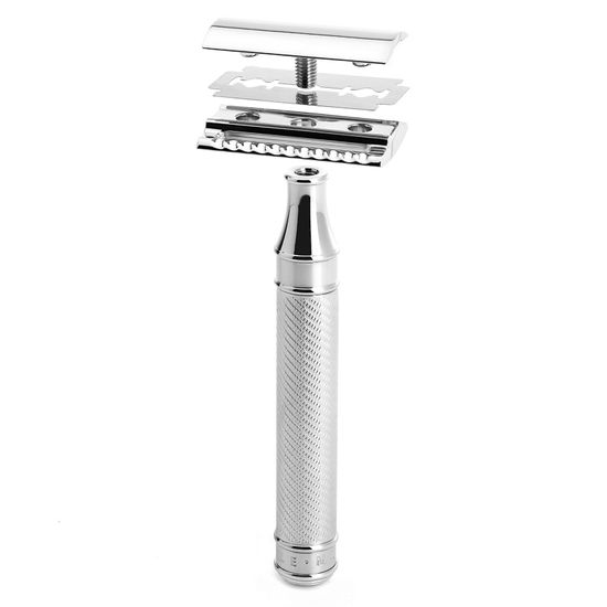 Т-образная бритва (станок) MUEHLE TRADITIONAL, c удлиненной ручкой, хром, closed comb