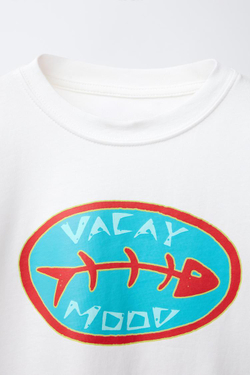 ZARA ФУТБОЛКА С ПРИНТОМ, БЕЛЫЙ