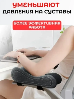 Накладки на подлокотники компьютерного кресла, 25х7,5 см, серый бархат, 2 шт.