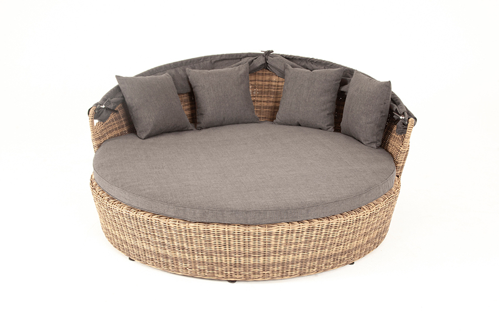 "Стильяно" плетеная кровать круглая, цвет соломенный