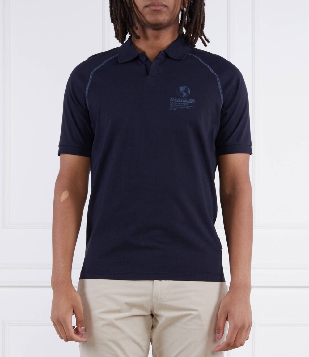 Поло E-SANTIAGO SS BRIGHTWHITE 002 Napapijri - темно-синий(NP0A4H13)