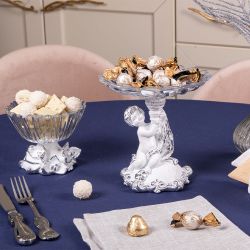 Фруктовница Эдем Белая с чашей из стекла