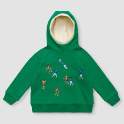 Толстовка насыщенного зеленого цвета с капюшоном "Матч"