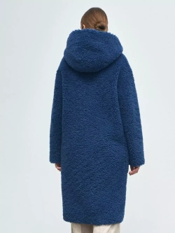 Шуба чебурашка тедди из экомеха, синяя, Северина