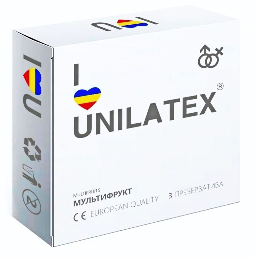 Разноцветные ароматизированные презервативы Unilatex Multifruits - 3 шт. (Цвет: разноцветный)