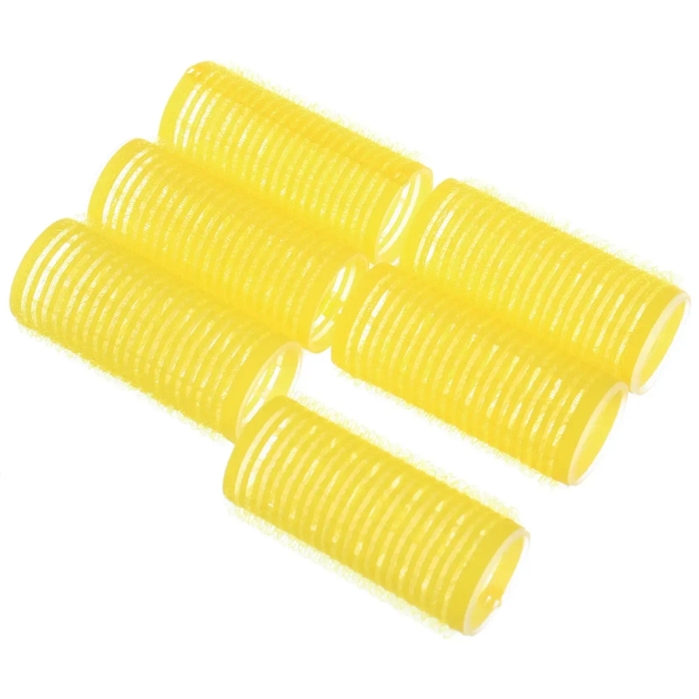Бигуди липучки, 6шт., однотонные, цвет желтый, d-2,5см