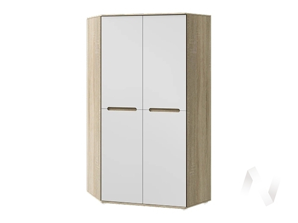 Шкаф угловой универсальный Спальня Ким (сонома/белый глянец холодный)