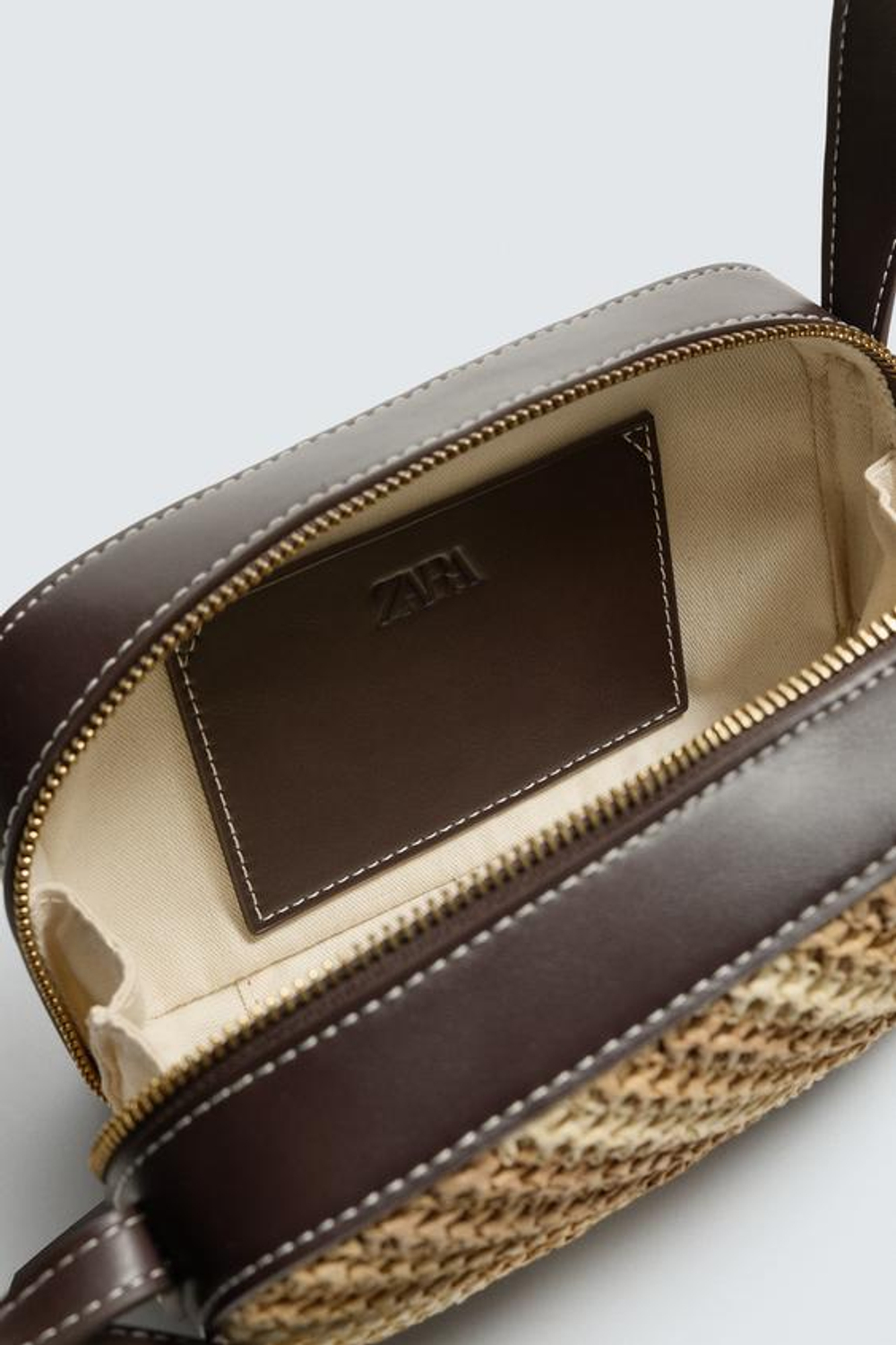 ZARA ПЛЕТЕНАЯ СУМКА, КОРИЧНЕВЫЙ