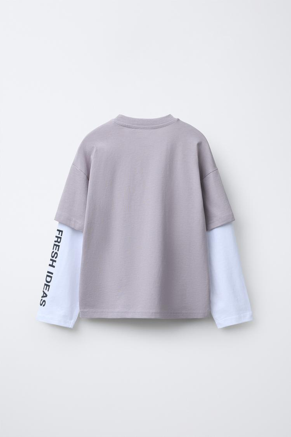 ZARA ЛОНГСЛИВ С ДВОЙНЫМИ РУКАВАМИ И НАДПИСЬЮ, СИРЕНЕВЫЙ