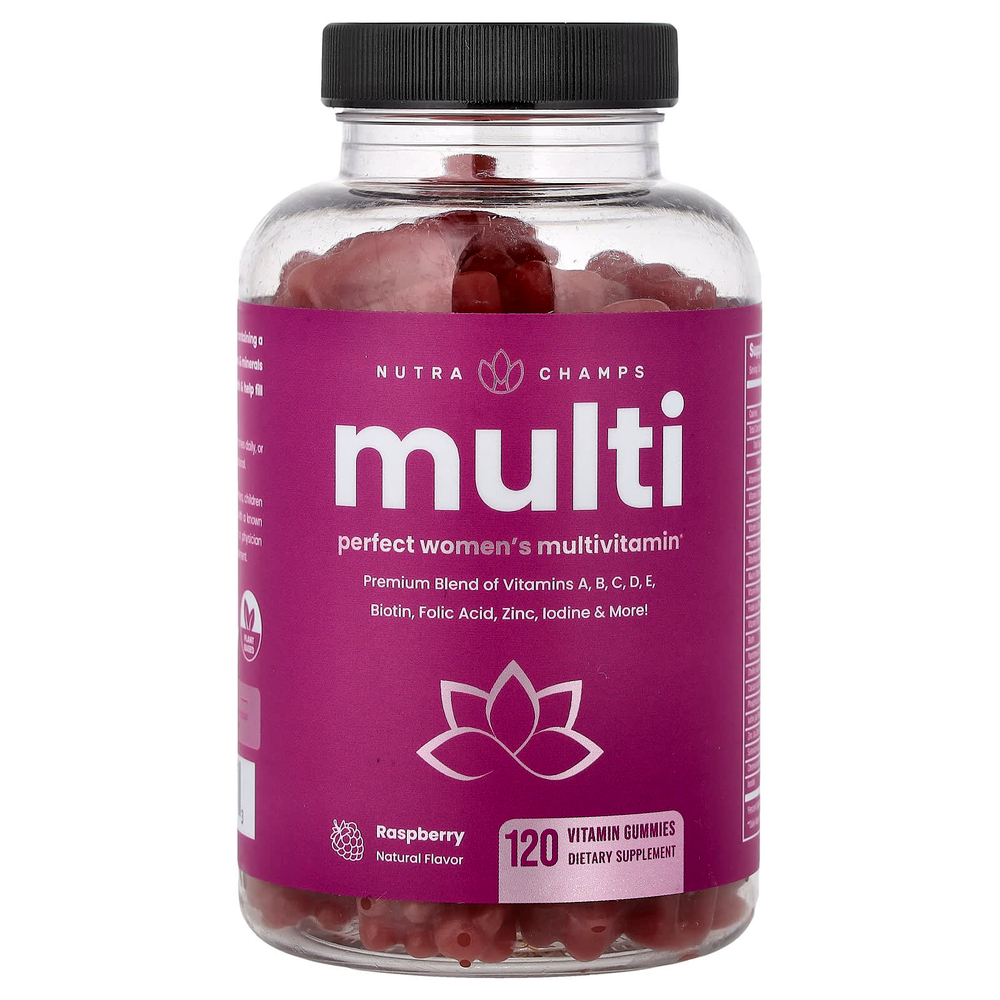 NutraChamps, Multi, Perfect Women's Multi, жевательные мультивитамины для женщин, со вкусом малины, 120 жевательных витаминов