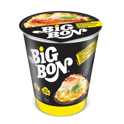 Пюре с сухариками и соусом BIG BON 60гр с жареной курицей
