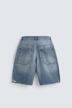 ZARA ДЖИНСОВЫЕ ШОРТЫ BAGGY FIT, СИНИЙ