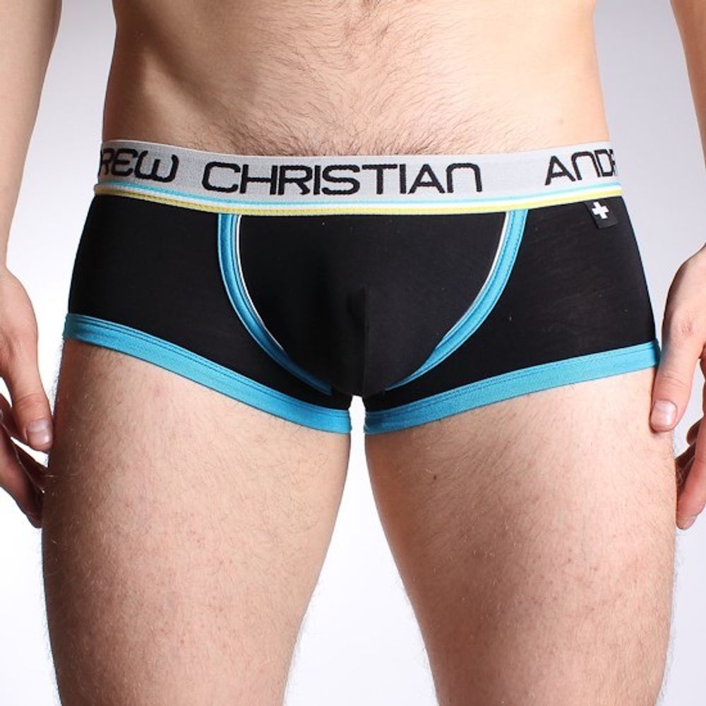 Мужские трусы боксеры черные Andrew Christian Tighty Whitie Boxer Black  17762