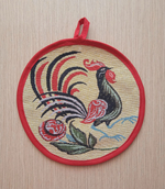 Гобеленовый набор для кухни Петушок черный (колпак на чайник и прихватка)