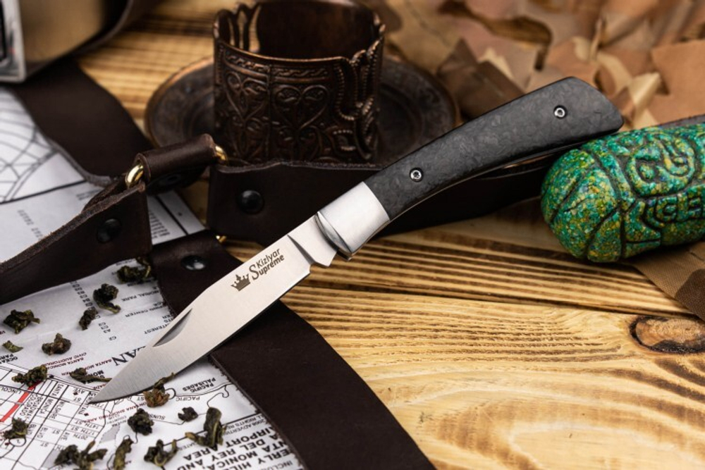 Нож складной Kizlyar Supreme Gent D2 S (Сатин, Карбон)