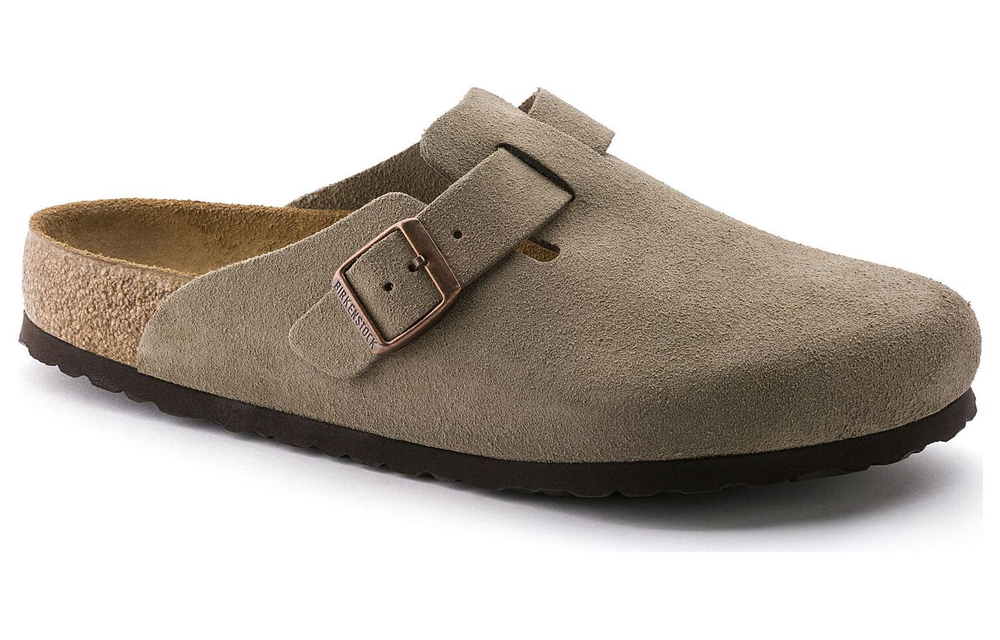 Boston Birkenstock Soft Footbed Suede Narrow Fit "Taupe"