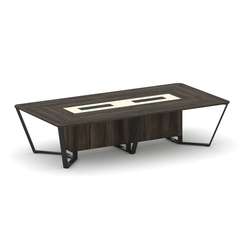 Steel Meet Стол переговорный прямоугольный KMK-PR.B.SP-12 Дуб Мали/Ваниль Глянец/Металл Черный 3200*