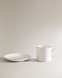 Zara Home чайная пара из костяного фарфора, цвет золотой, 12.9 см