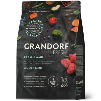 Grandorf Fresh, Fresh Lamb, Adult Mini для собак мелких пород (Свежее мясо ягненка с бататом)