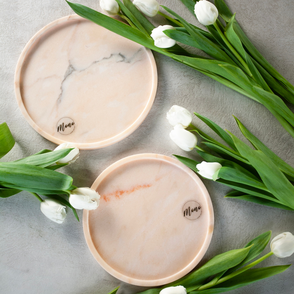 Поднос мраморный Mono (мрамор Rosa Portugalo) d-23