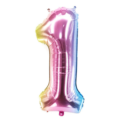 Шар фольга Цифра 1 Радужная 40"/102см с гелием