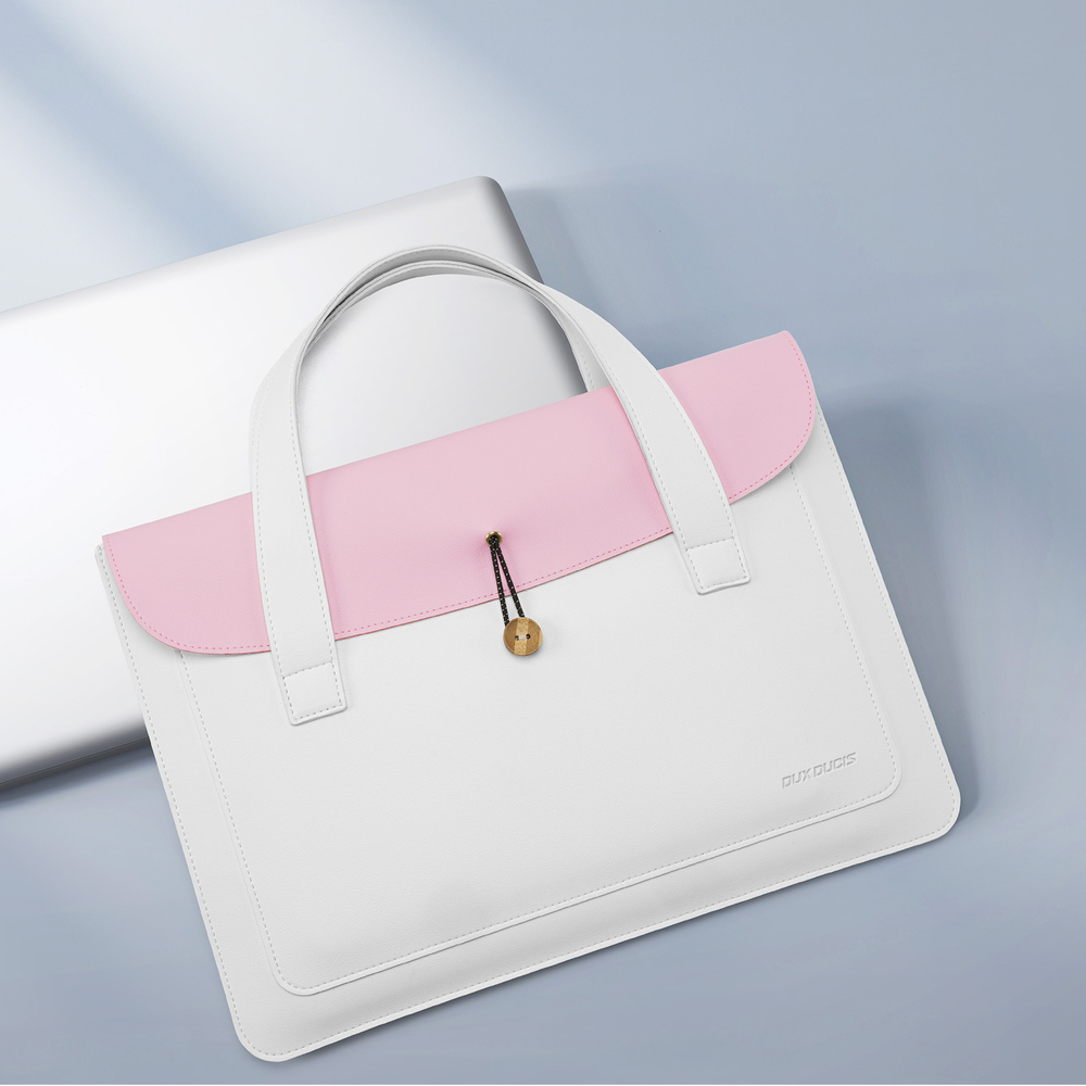 Ручная сумка из искусственной кожи белый с розовым цвет для ноутбука или планшета до 16 дюймов, серия AURA Series Handbag от Dux Ducis
