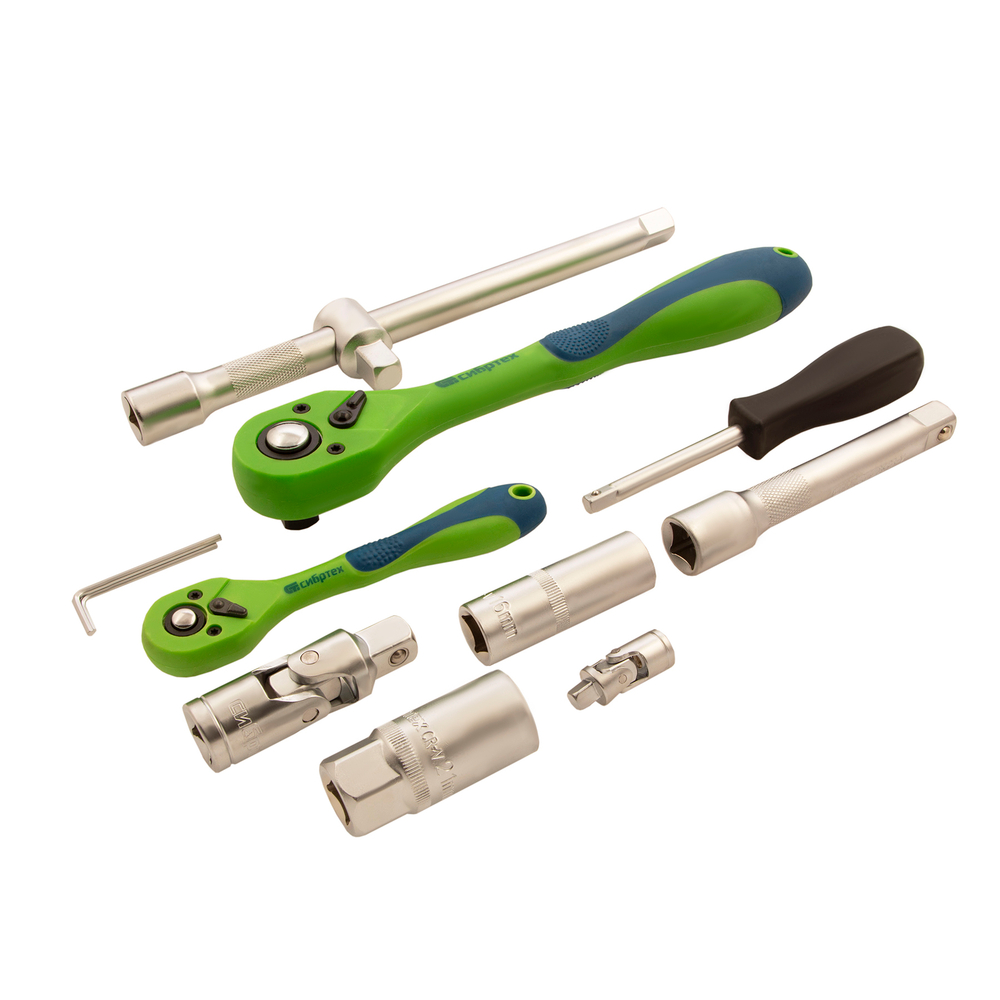 Набор инструментов 108 предметов, CrV, 1/2", 1/4" Сибртех