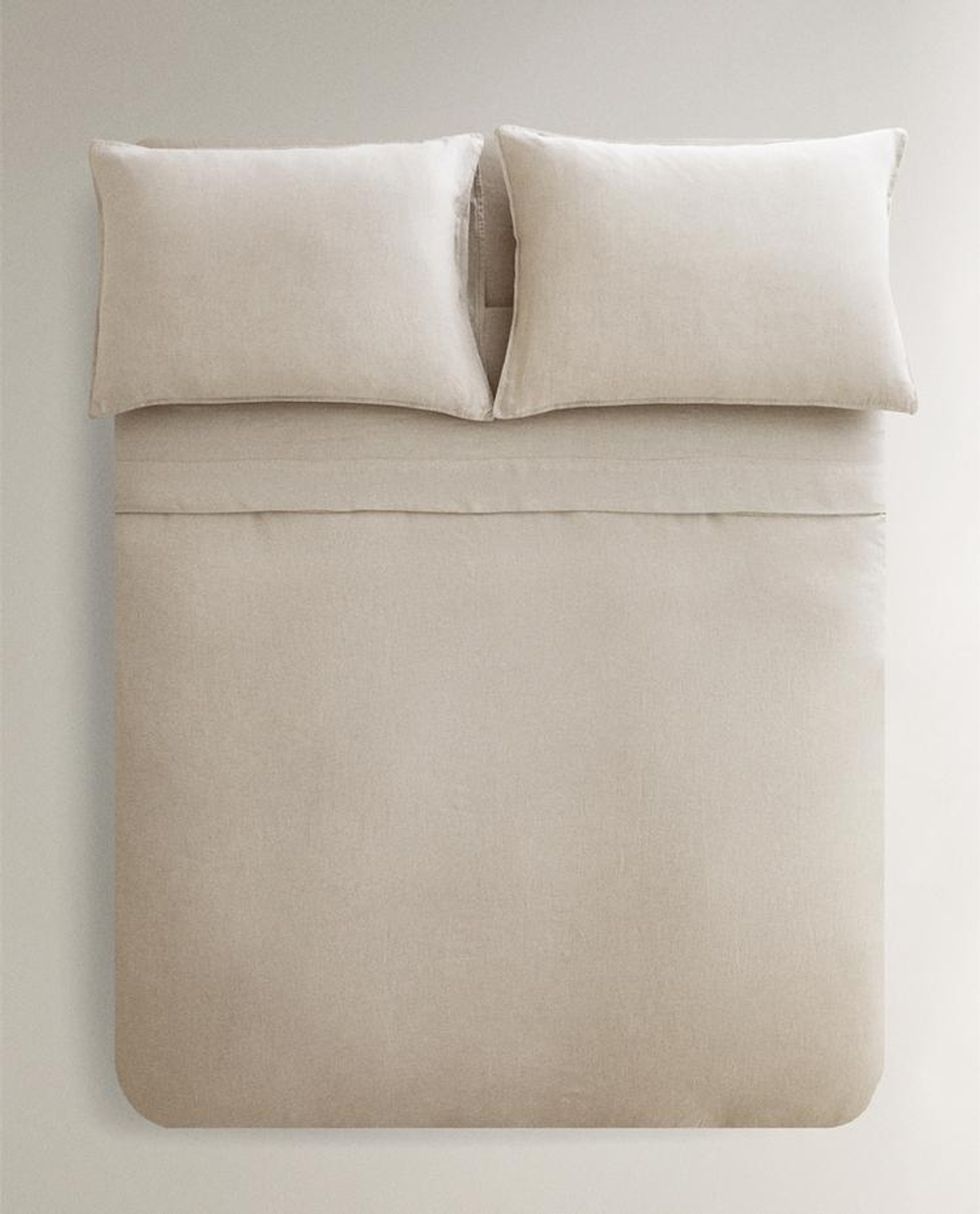 ZARA HOME ОДНОТОННЫЙ ЛЬНЯНОЙ ПОДОДЕЯЛЬНИК, СВЕТО-БЕЖЕВЫЙ