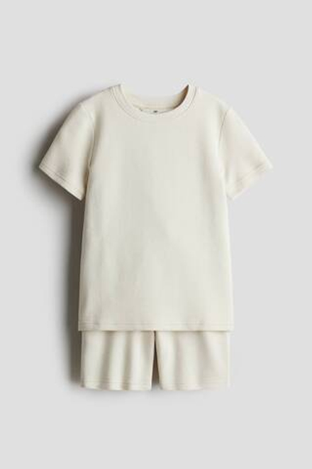 H&M Комплект из футболки и шорт, светло-бежевый