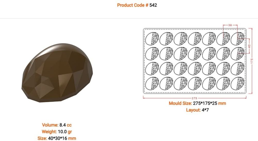 Поликарбонатная форма для шоколада №542