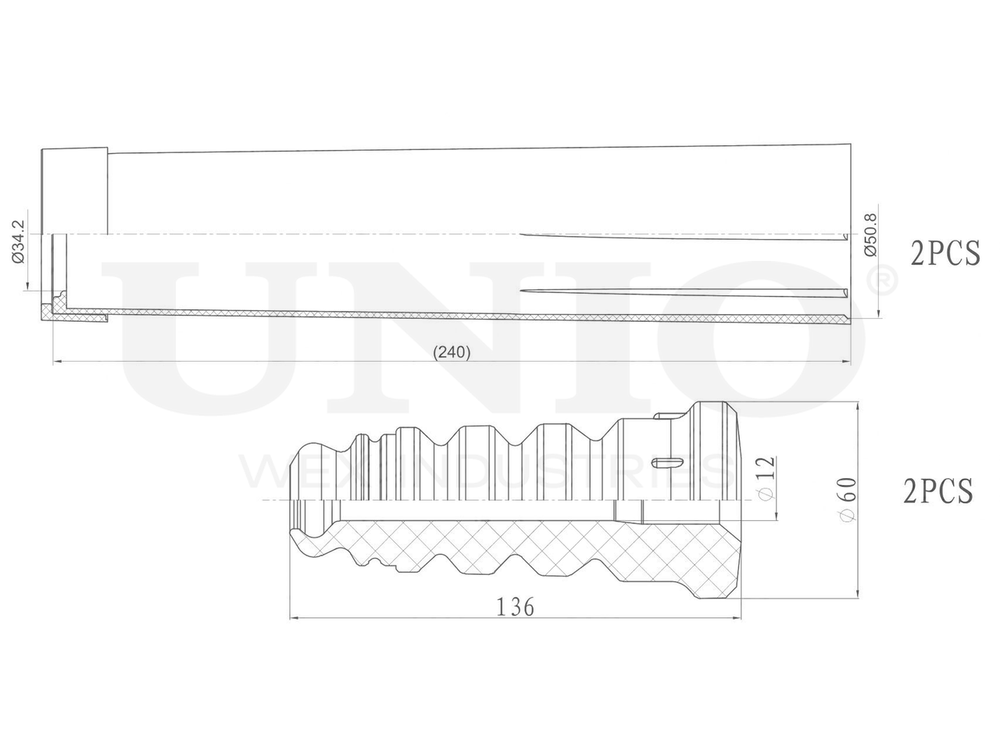 Комплект пыльник и отбойник UNIO DUC-50011