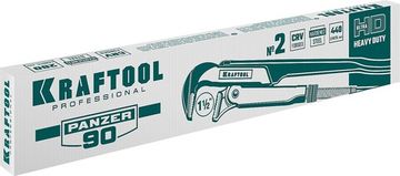 KRAFTOOL PANZER-90, №2, 1.5″, 440 мм, трубный ключ с прямыми губками (2734-15)