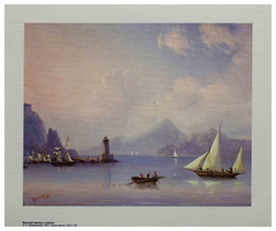 Репродукция "Морской пролив с маяком" И. Айвазовский, холст 30x40 см.