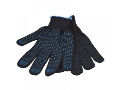 Перчатки х/б 5 нитей ПВХ Точка "ЛЮКС" Черные (10шт/уп)(250шт/меш)