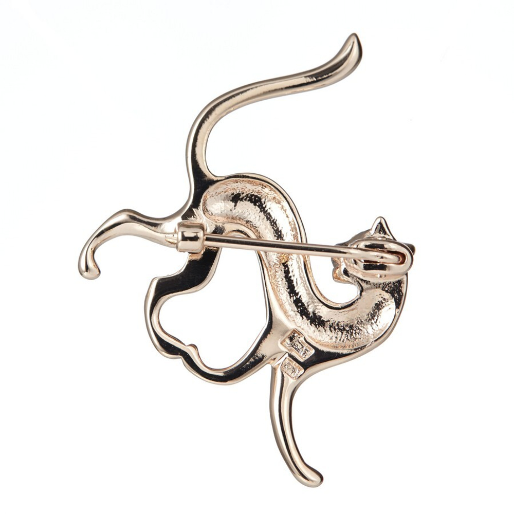 "Кошка" брошь в серебряном покрытии из коллекции "Животные" от Jenavi с замком булавка