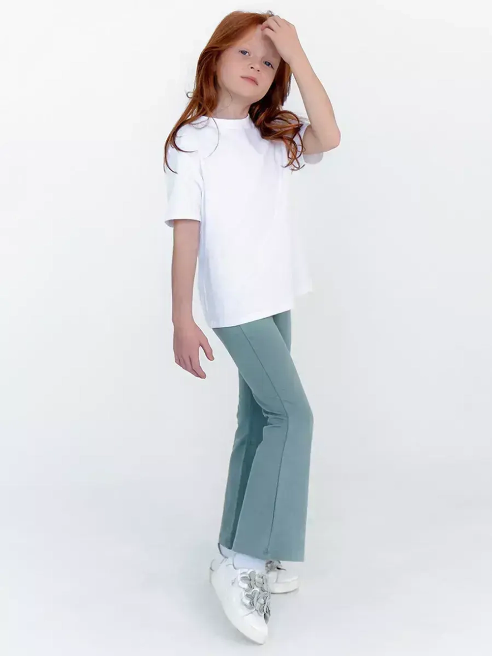 Штаны для девочки клеш голубые