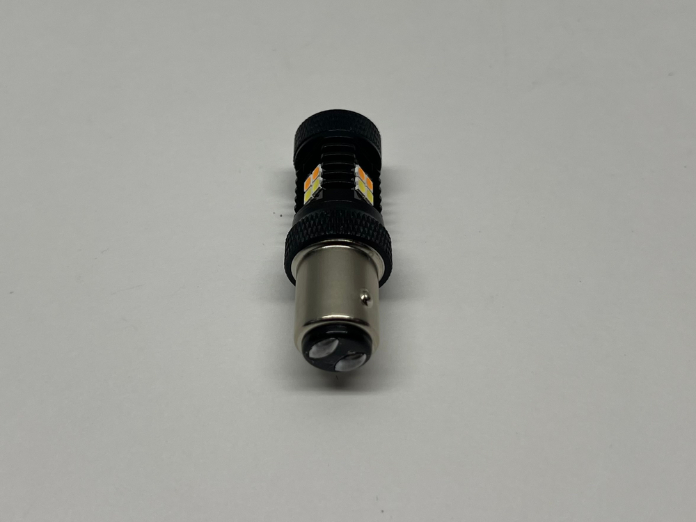 P21/5W / Светодиодная лампа P21/5W, 16 диодов, белый+оранжевый, 12-24В, линза (за 1 шт.) -