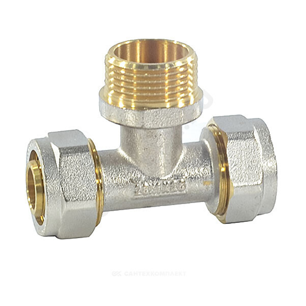 Тройник МП латунь никель обжим Дн 26х3/4"х26 НР ГОСТ 32415-2013 7014 Aquasfera 7014-03
