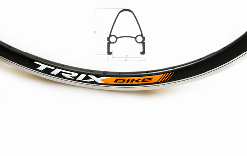 Обод 28-29" TRIX алюминиевый, двойной, 36H, фрезерованный, 622х17.7/24х29мм, A/V, анодированный, черный