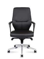 Кресло офисное Норден / Капитал LB / Capital LB  / алюминиевая  база / черная экокожа