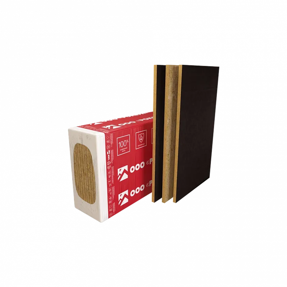 Плита из минеральной ваты шумопоглощающая с односторонним или двухсторонним (BF) покрытием стеклохолстом ИНДАСТРИАЛ БАТТС 80, РОКВУЛ