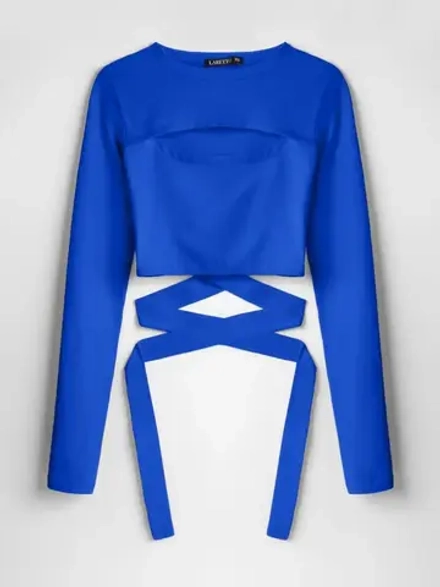 Кроп топ на завязках с длинным рукавом