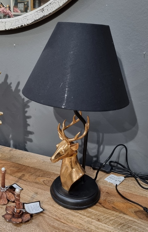 Лампа с головой оленя в.46 см Полистоун/металл/текстиль