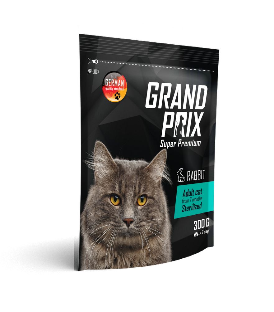 Сухой корм Grand Prix Adult Sterilized для стерилизованных кошек и кастрированных котов с кроликом 300 г