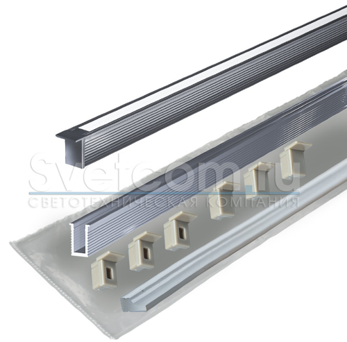 SOLO 0609W профиль алюминиевый встраив.+диффузор силиконовый (3м), 3+3 заглушки