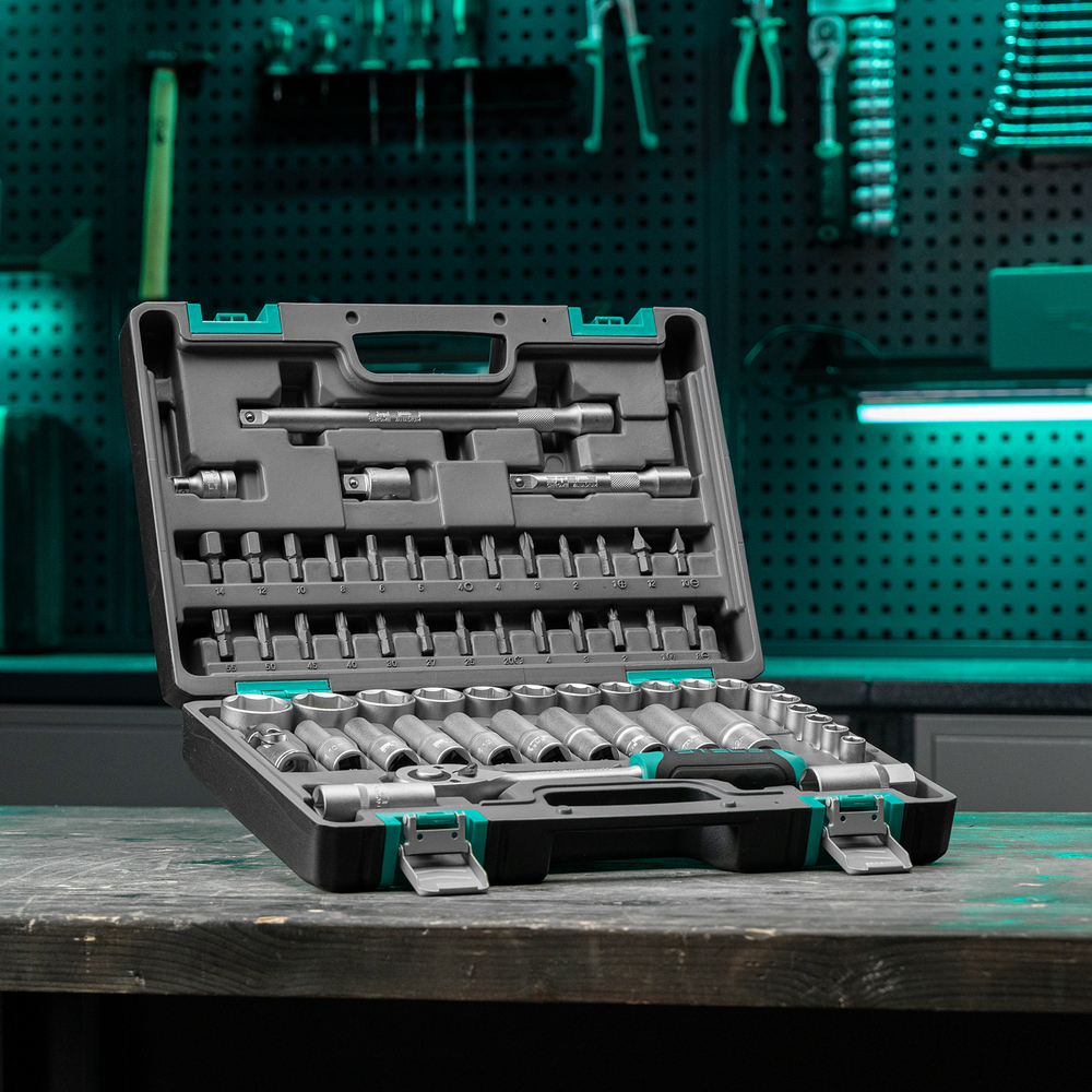 Набор инструментов, 1/2", CrV, пластиковый кейс 60 предметов Stels